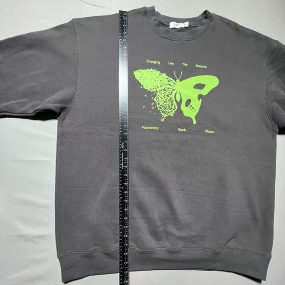 The Mayfair Group Rory Kramer Sweatshirt Mens 2XL Gray Butterfly Skull Crewneck - Picture 12 of 15